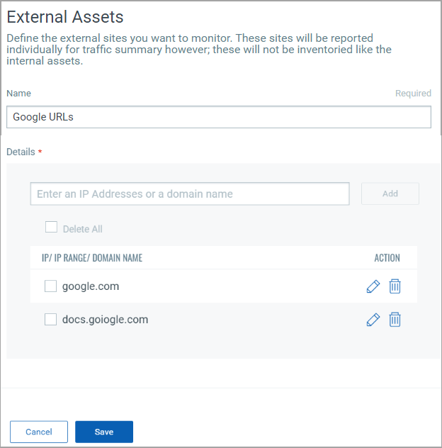 define external sites to monitor