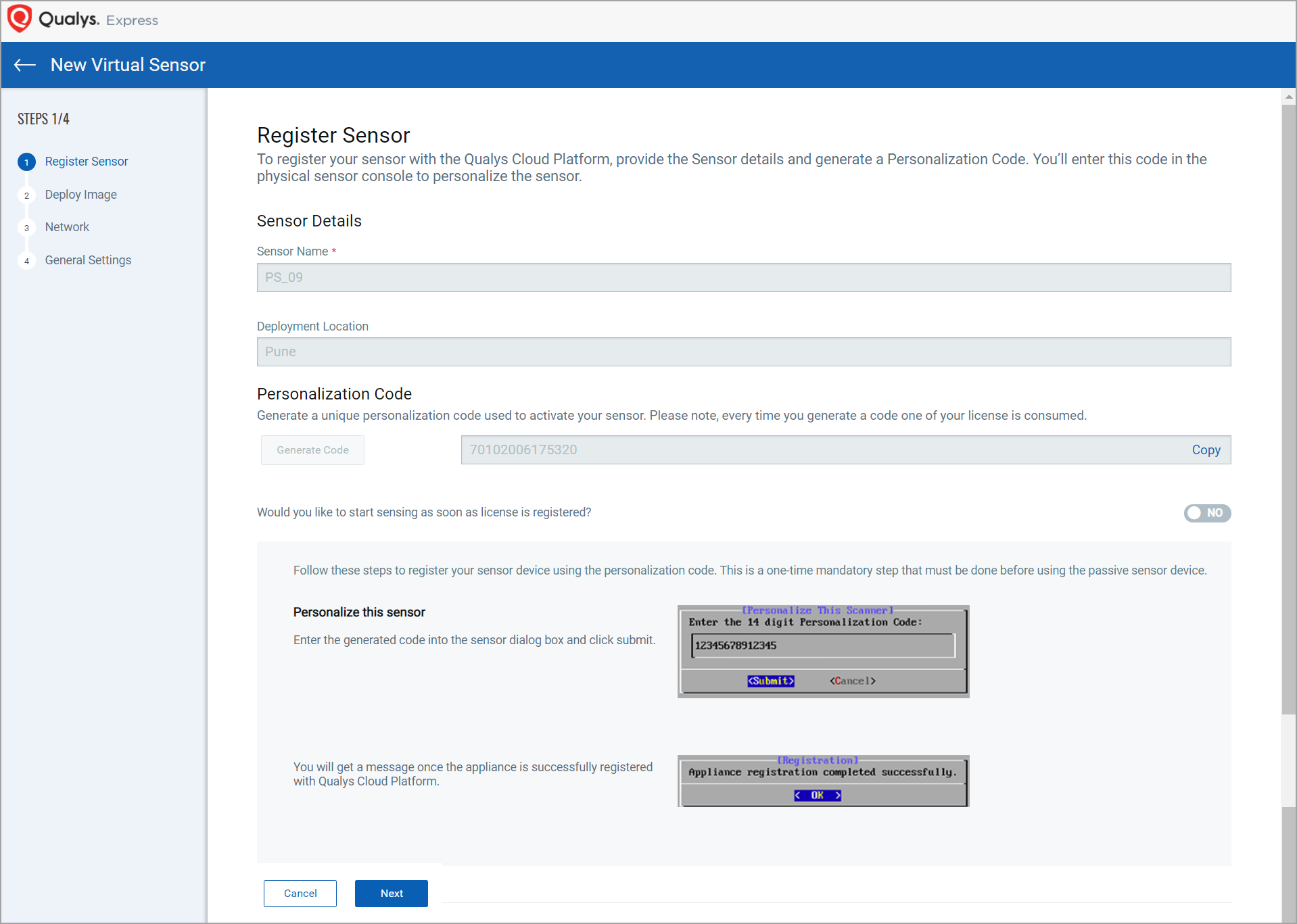 register virtual sensor