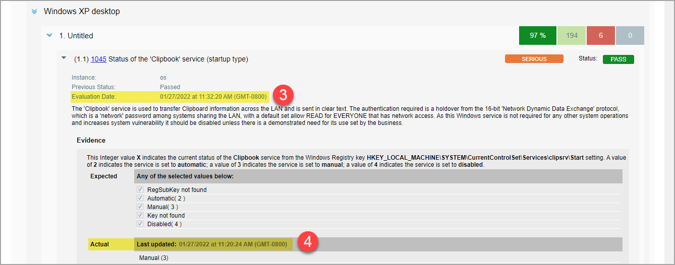 Evaluation Date and Actual Last Updated Date